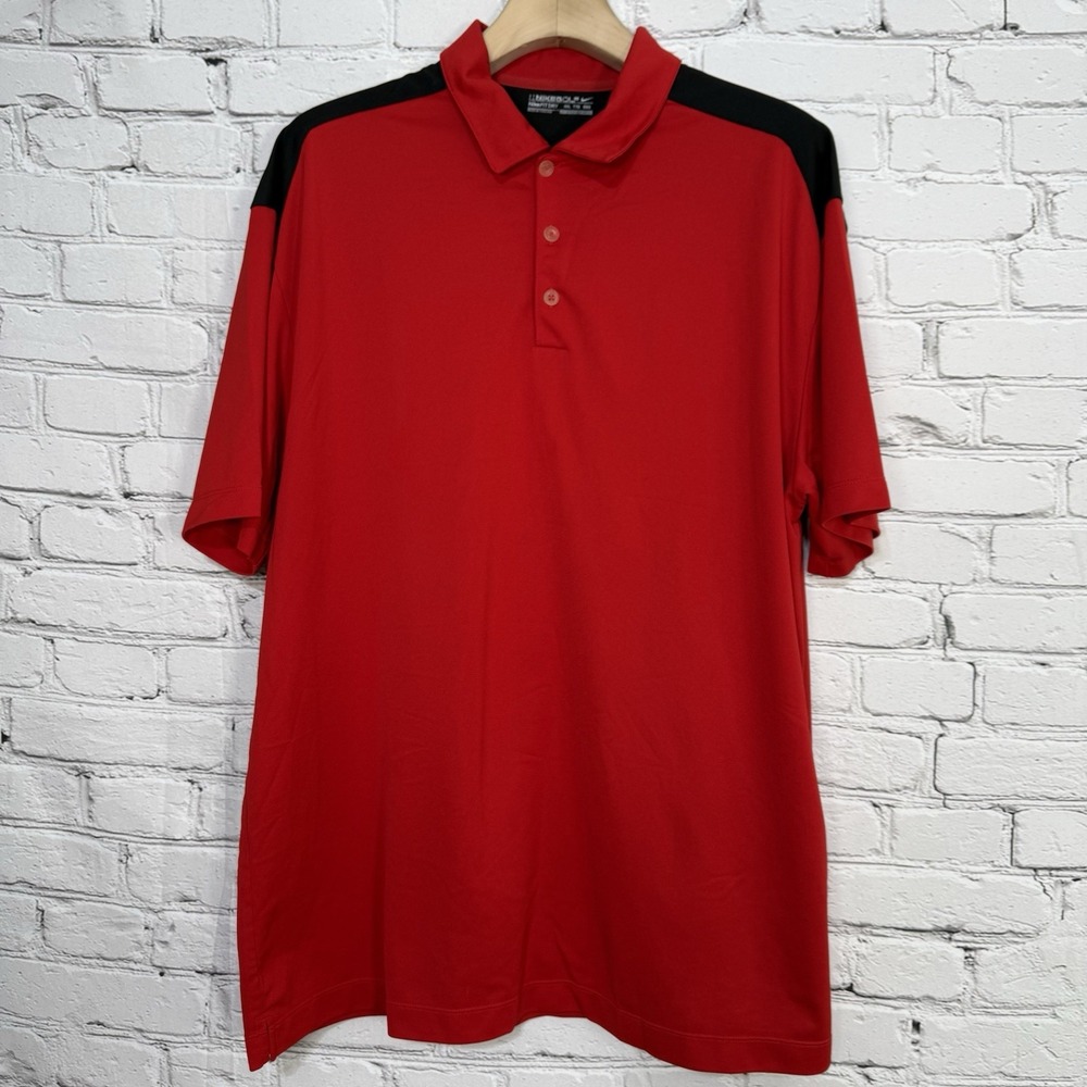 Nike Golf Fit Dry Polo Shirt Mens Size XXL 319679-611 Red Black Performance